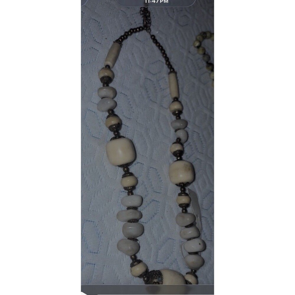 Tibet Brass Bakelite And Onyx Art Deco Necklace